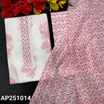 White floral printed cotton salwar material ap251014-Neidhal