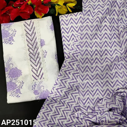 White floral printed cotton salwar material ap251015-Neidhal