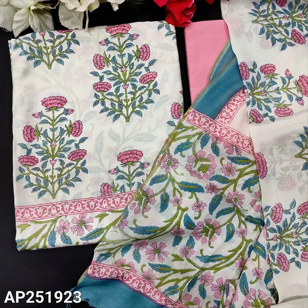 White floral printed maslin silk salwar material ap251923-Neidhal