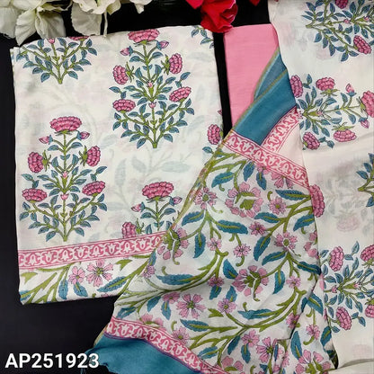 White floral printed maslin silk salwar material ap251923-Neidhal
