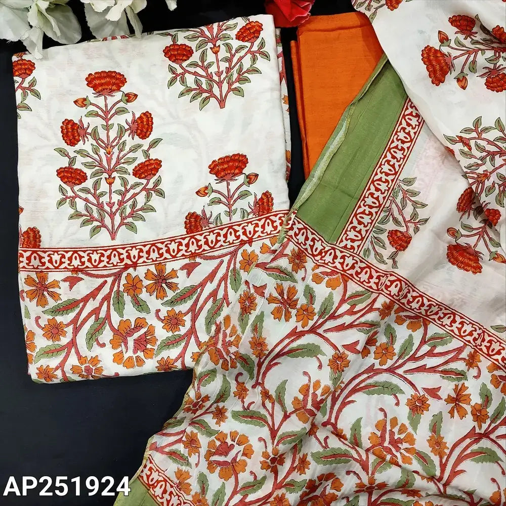 White floral printed maslin silk salwar material ap251924-Neidhal