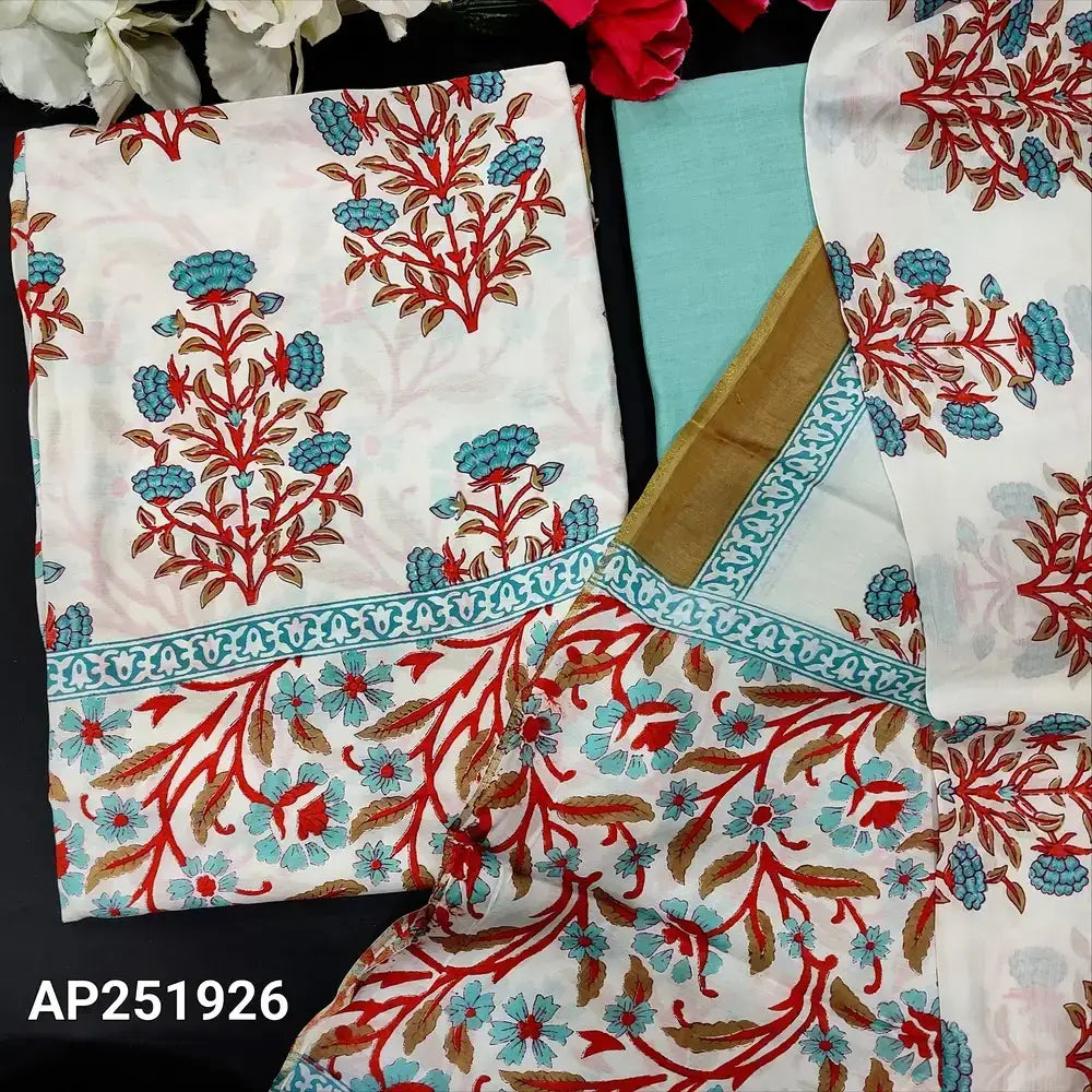 White floral printed maslin silk salwar material ap251926-Neidhal