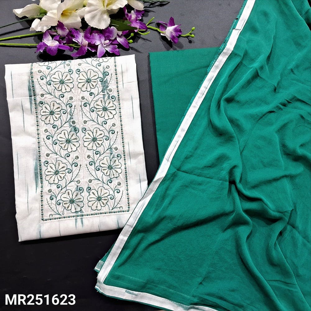 White ikat woven soft cotton salwar material mr251623-Neidhal