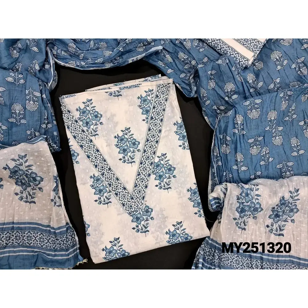 White printed cotton salwar material my251320-Neidhal