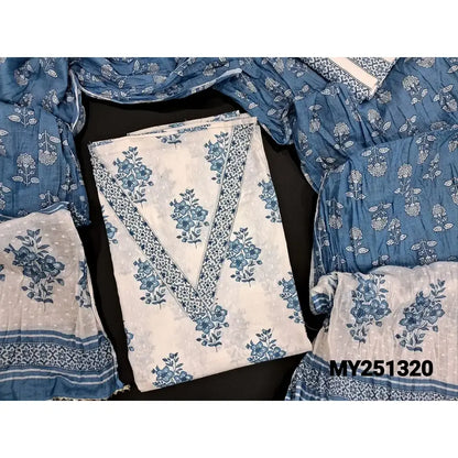 White printed cotton salwar material my251320-Neidhal