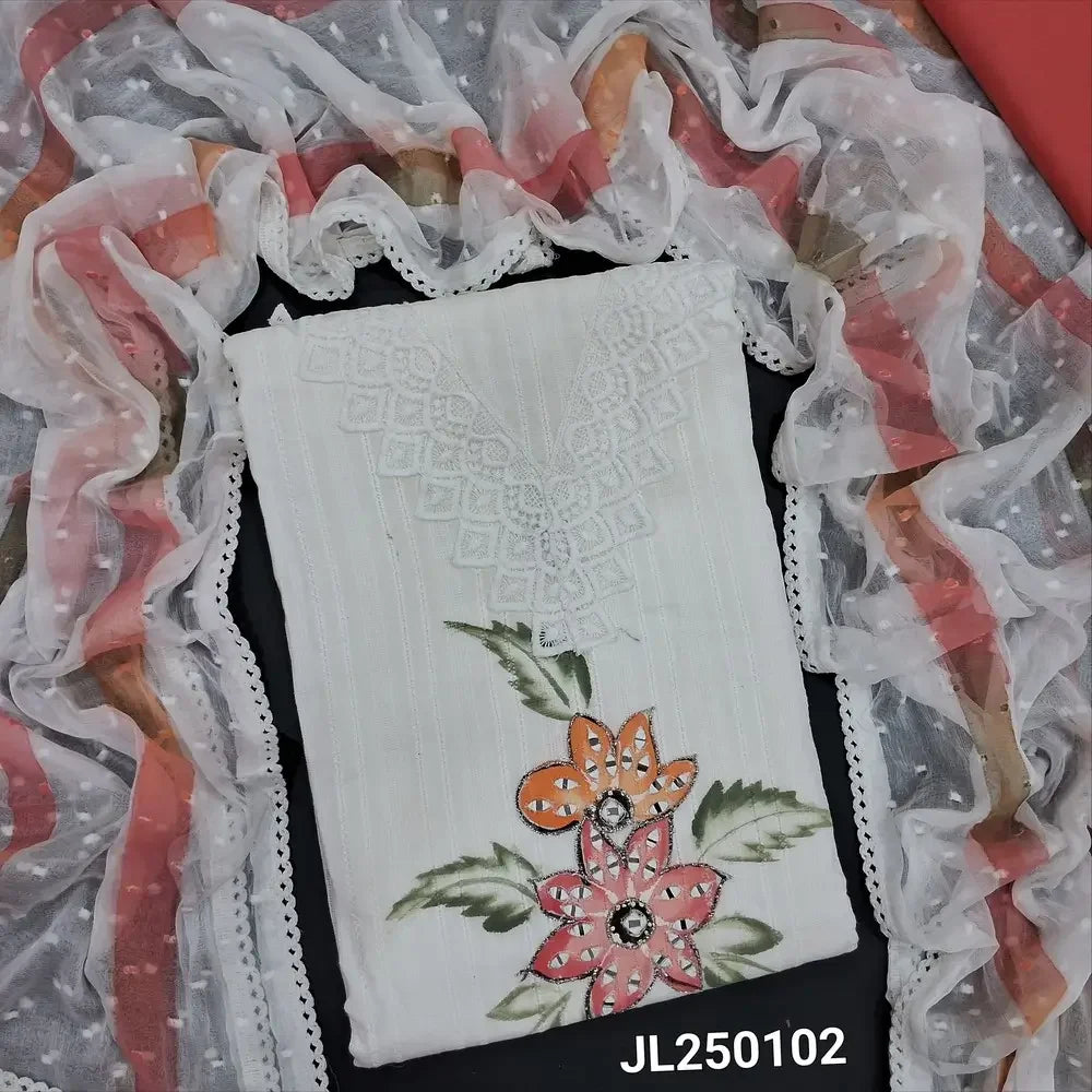 White pure jakard cotton salwar material jl250102 Neidhal