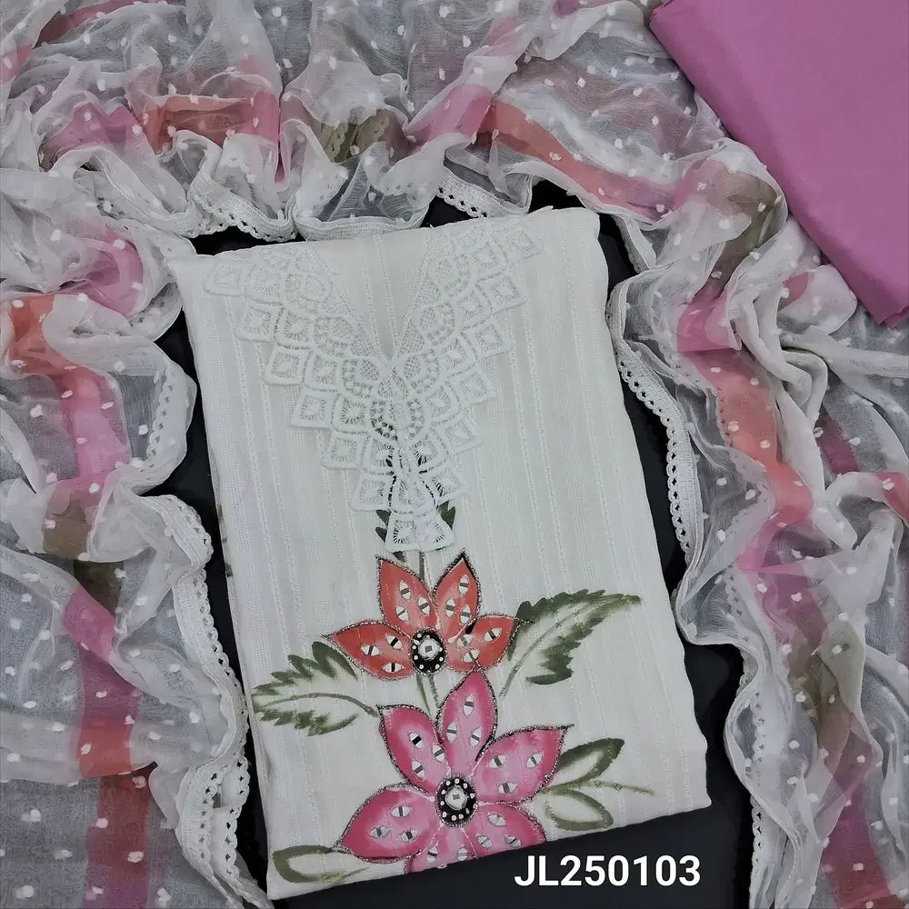 White pure jakard cotton salwar material jl250103 Neidhal
