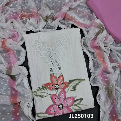 White pure jakard cotton salwar material jl250103 Neidhal
