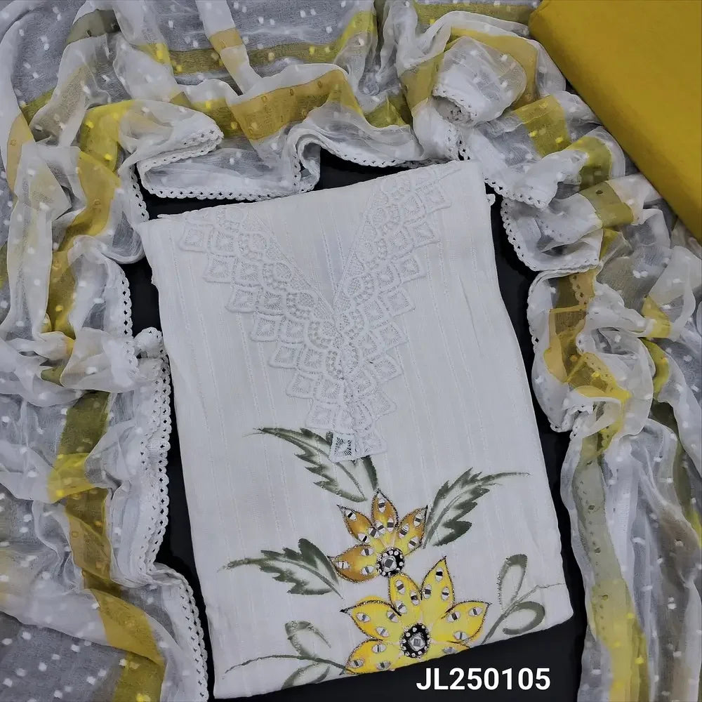 White pure jakard cotton salwar material jl250105 Neidhal