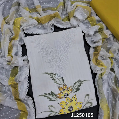 White pure jakard cotton salwar material jl250105 Neidhal