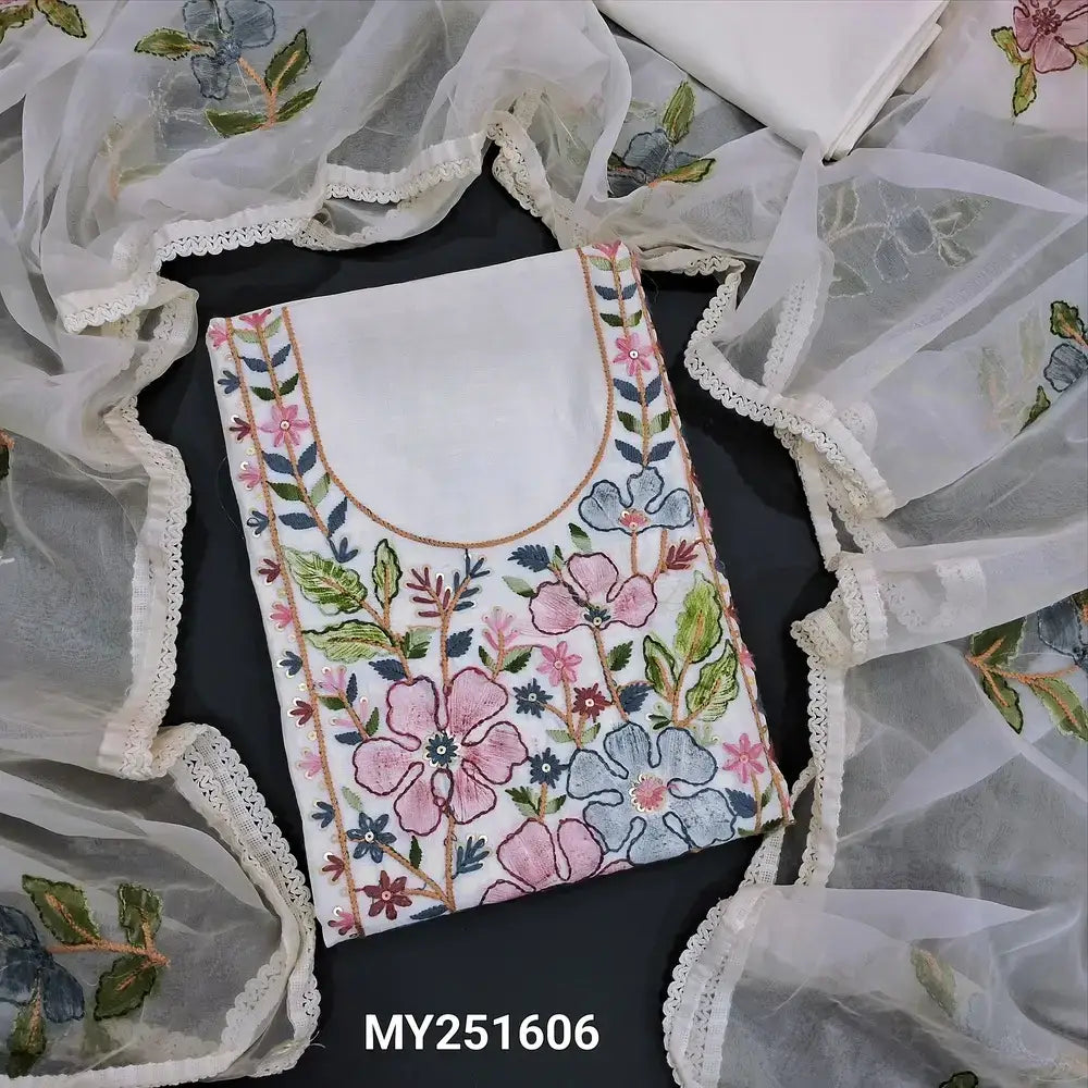 White semi linen salwar material my251606-Neidhal