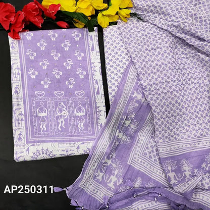 White warli printed soft cotton salwar material ap250311-Neidhal