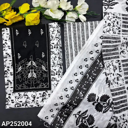 White warli printed soft cotton salwar material ap252004-Neidhal