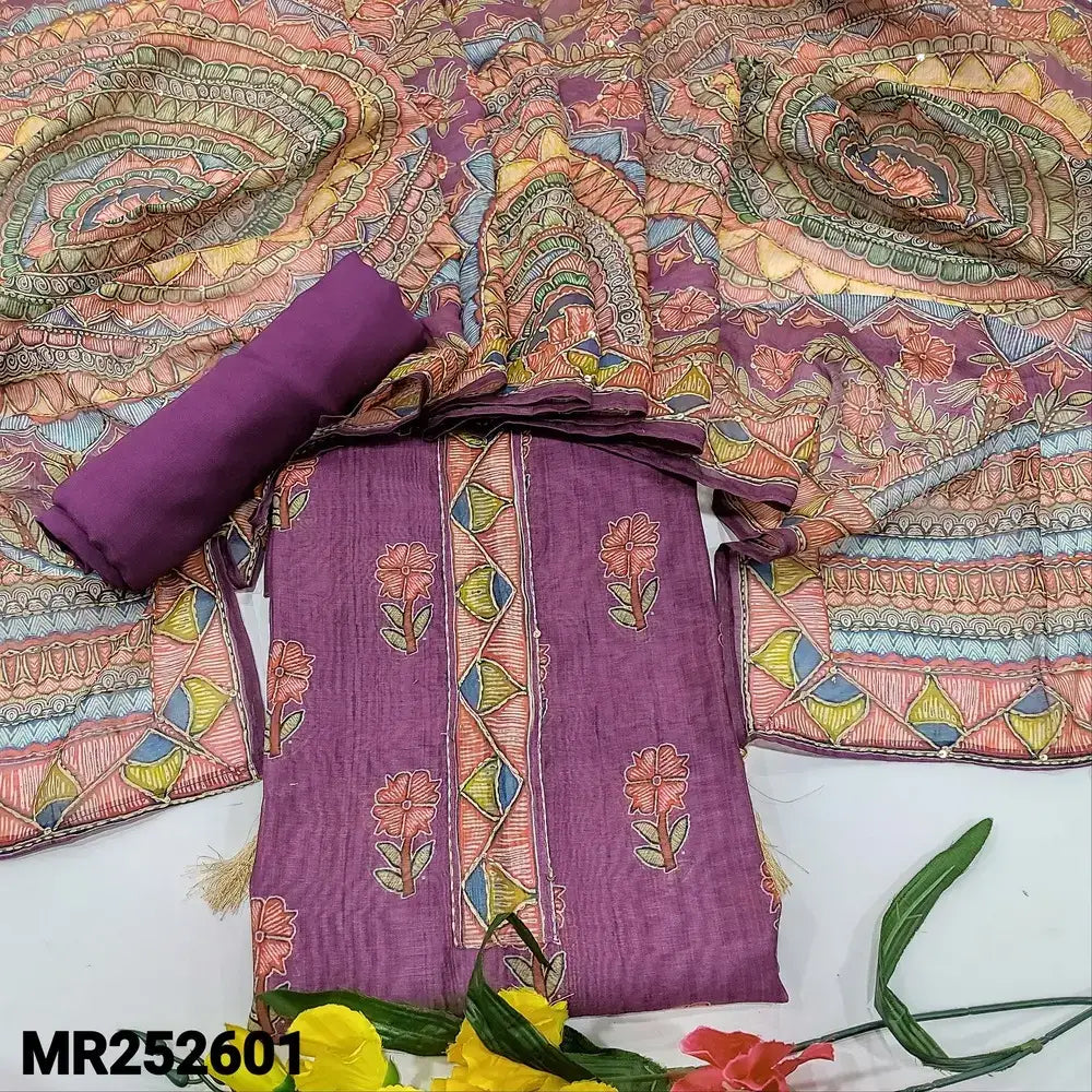 Wine purple digital floral printed silk cotton salwar material mr252601-Neidhal