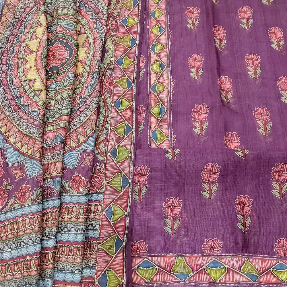 Wine purple digital floral printed silk cotton salwar material mr252601-Neidhal