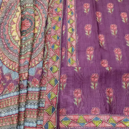 Wine purple digital floral printed silk cotton salwar material mr252601-Neidhal