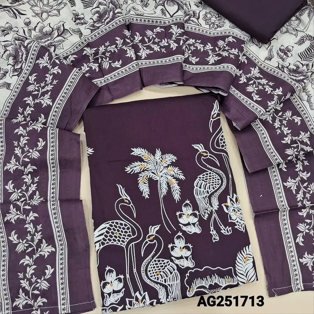 Wine purple digital printed satin cotton salwar material ag251713 Neidhal