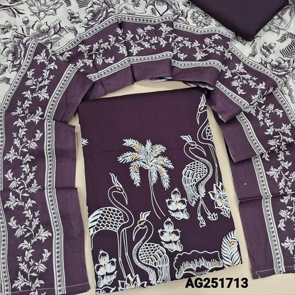 Wine purple digital printed satin cotton salwar material ag251713 Neidhal