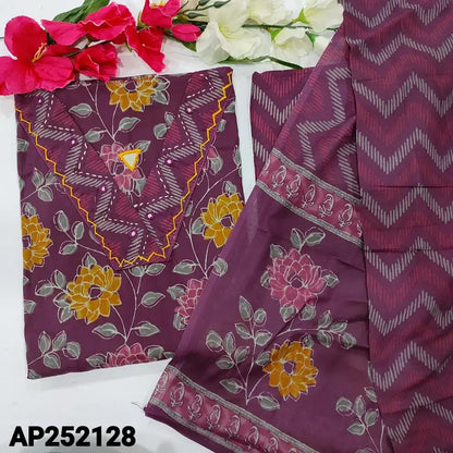 Wine Purple Floral Printed Cotton Salwar Material AP252128- Neidhal