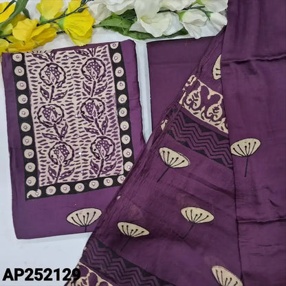 Wine Purple Printed Soft Silk Cotton Salwar Material AP252129- Neidhal