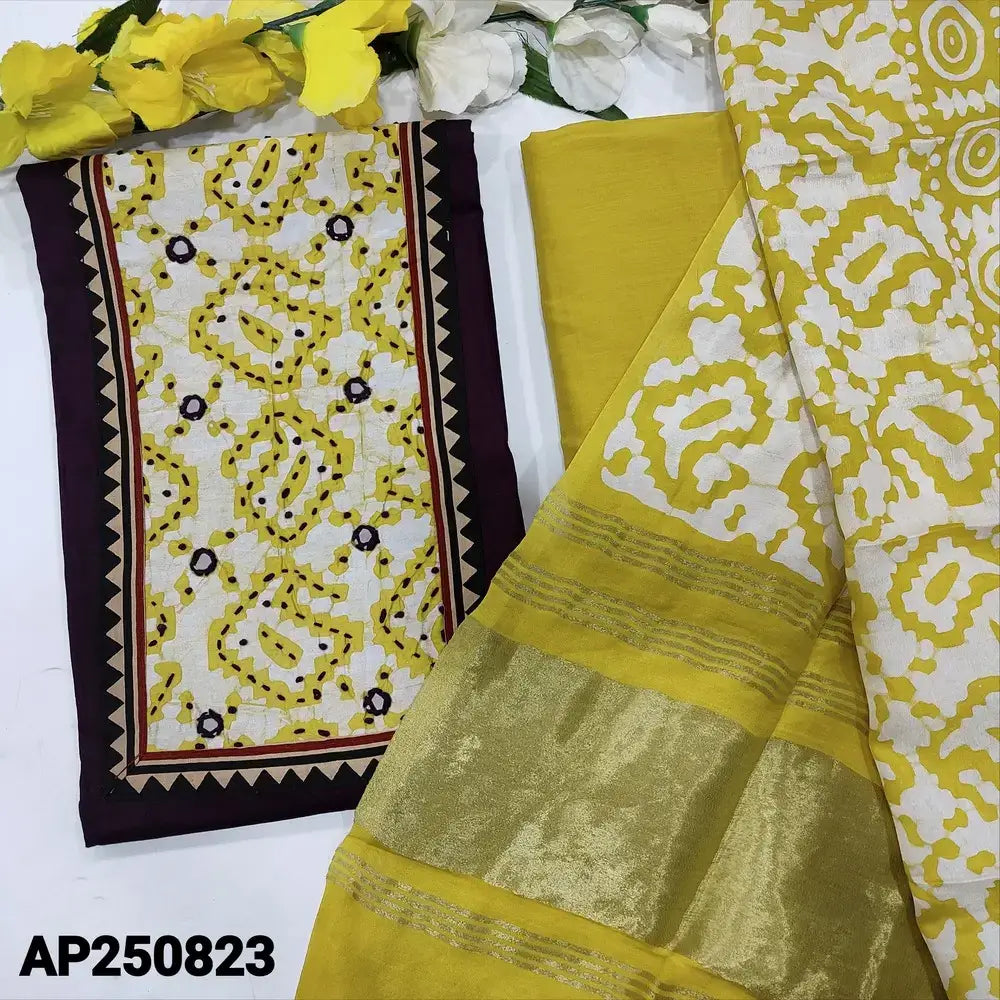 Wine purple satin cotton salwar material ap250823-Neidhal