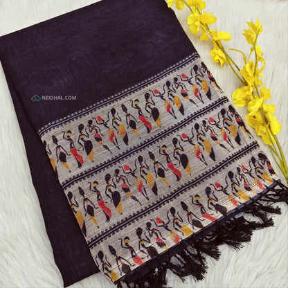 wine purple semi linen saree ns59-Neidhal