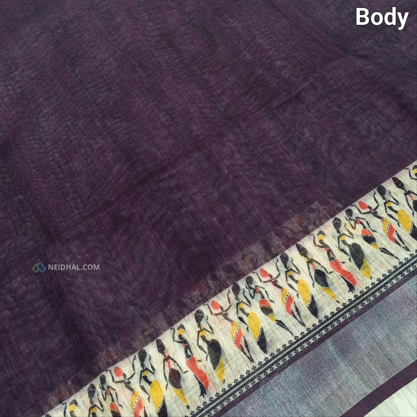 wine purple semi linen saree ns59-Neidhal
