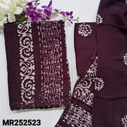 Wine purple wax batik cotton salwar material mr252523-Neidhal