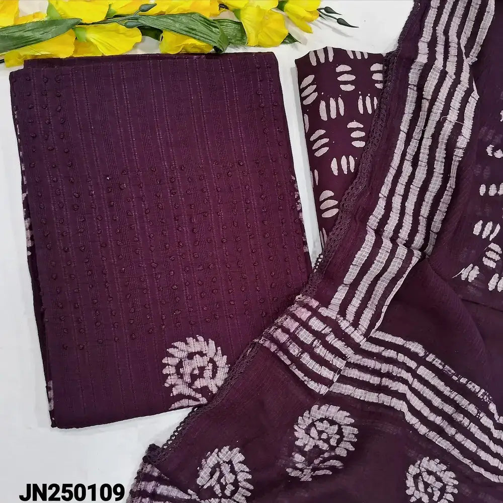 Wine purple wax batik jakard cotton salwar material jn250102-Neidhal