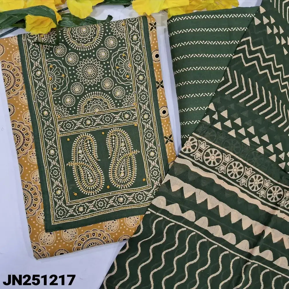 Yellow ajrak printed soft cotton salwar material jn251217-Neidhal