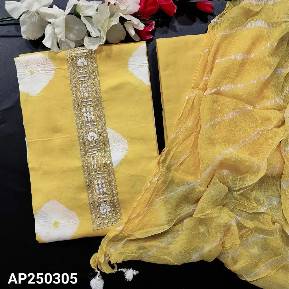 Yellow bandhini mul cotton salwar material ap250305-Neidhal