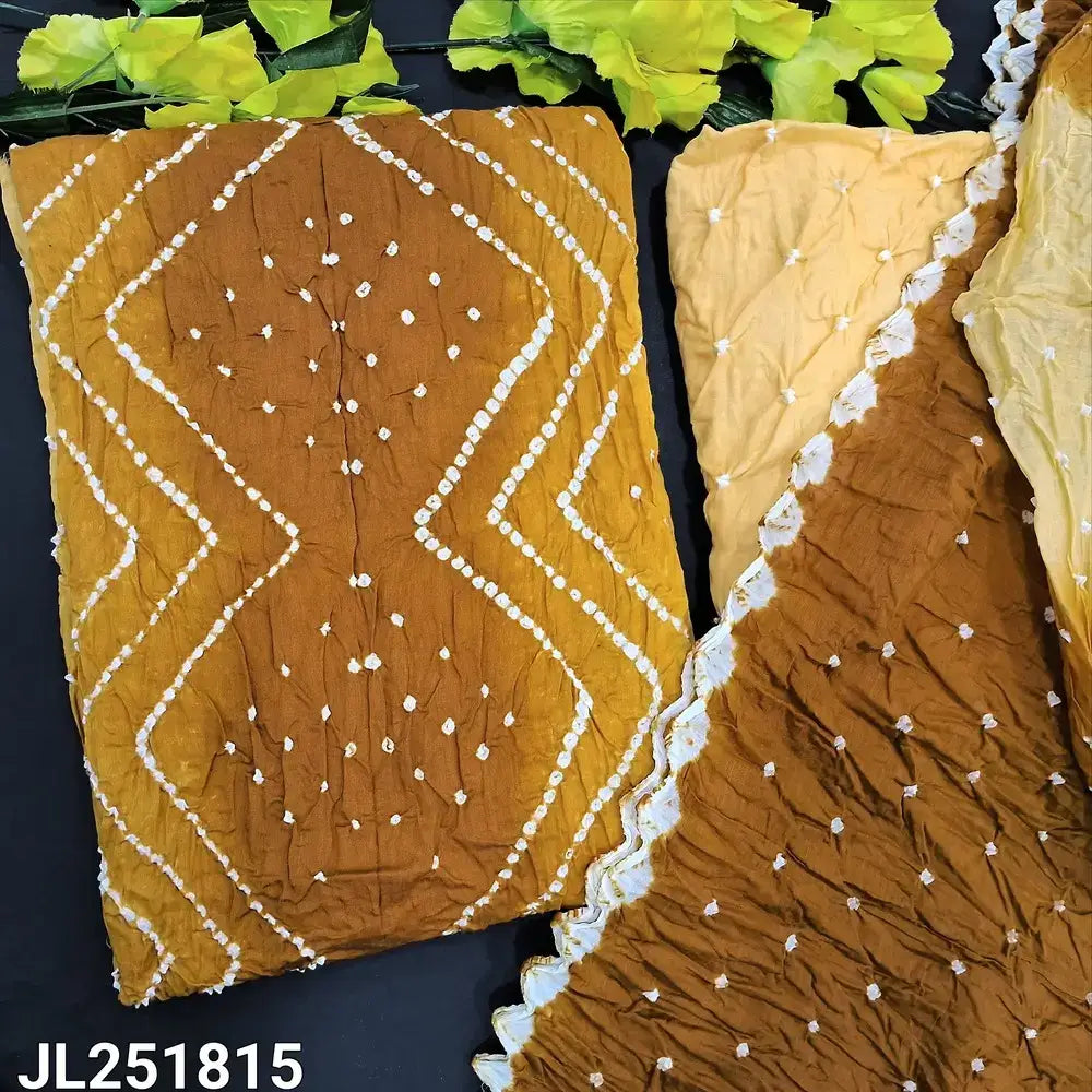 Yellow dual shaded bandhini premium cotton salwar material jl251815-Neidhal