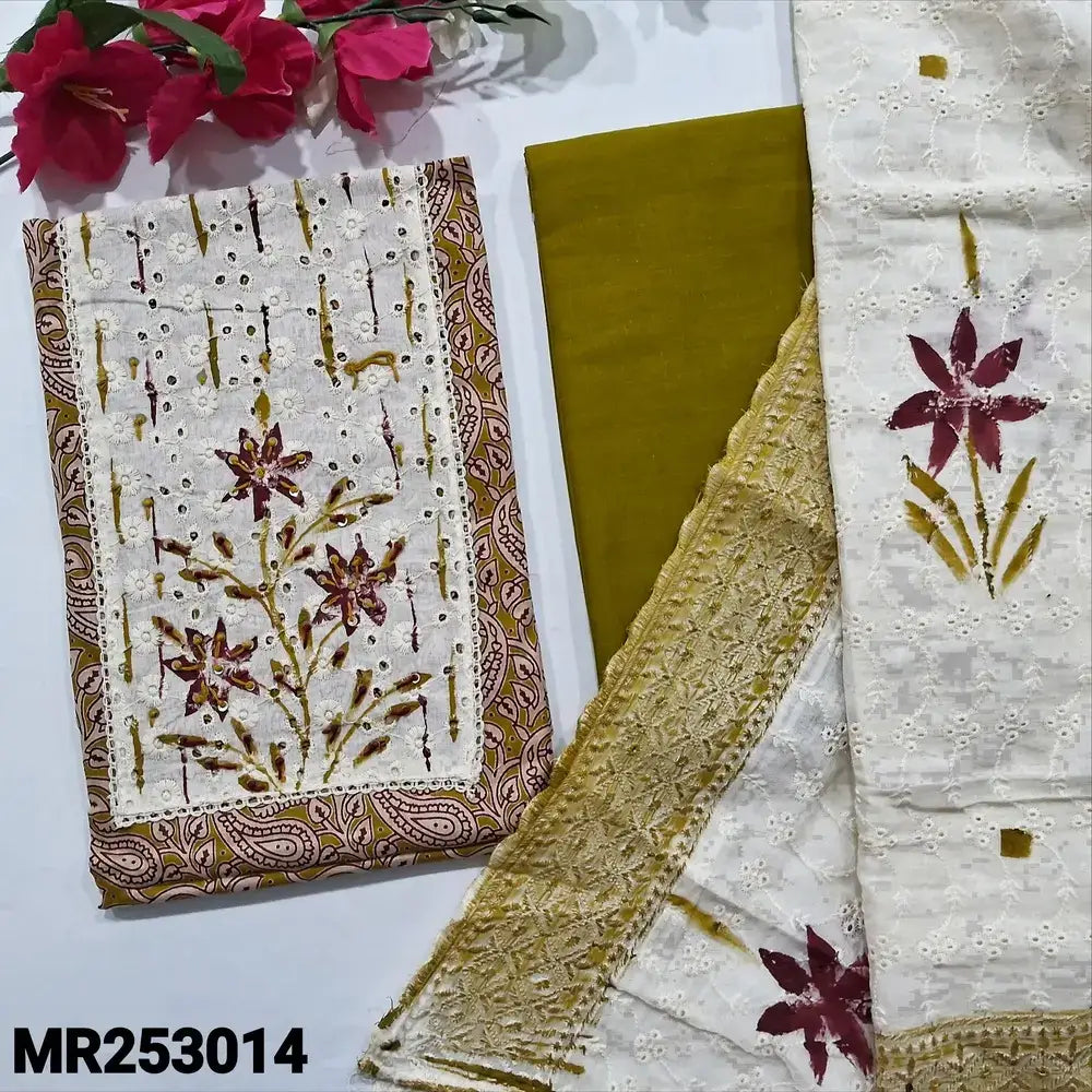 Yellow kalamkari printed soft cotton salwar material mr253014-Neidhal