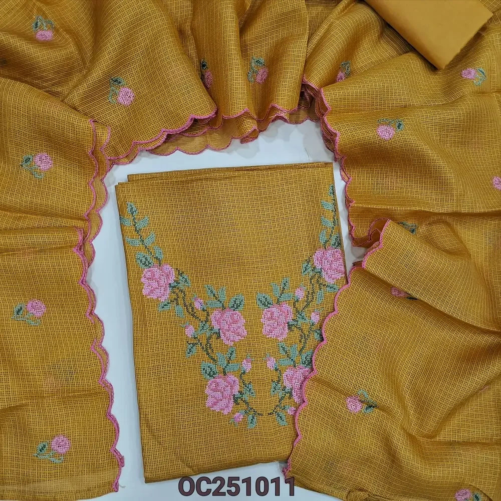 Yellow kota silk cotton salwar material OC251011-Neidhal