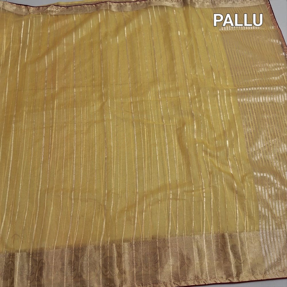 Yellow organza saree ns225-Neidhal