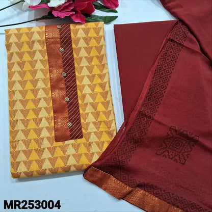Yellow printed handloom cotton salwar material mr253004-Neidhal