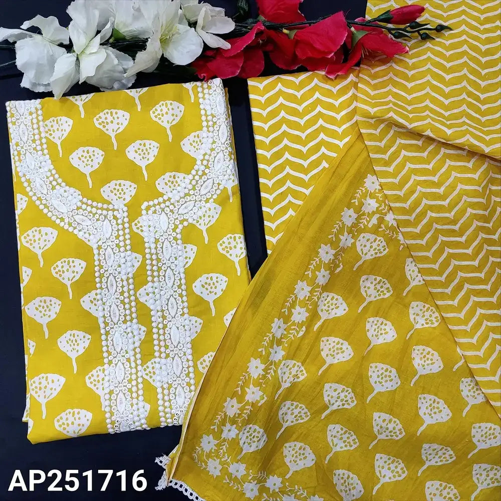Yellow printed soft cotton salwar material ap251716-Neidhal