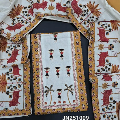 Yellow printed soft cotton salwar material jn251009-Neidhal