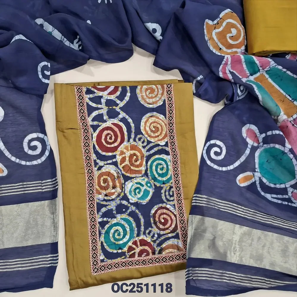 yellow satin cotton salwar material OC251118-Neidhal