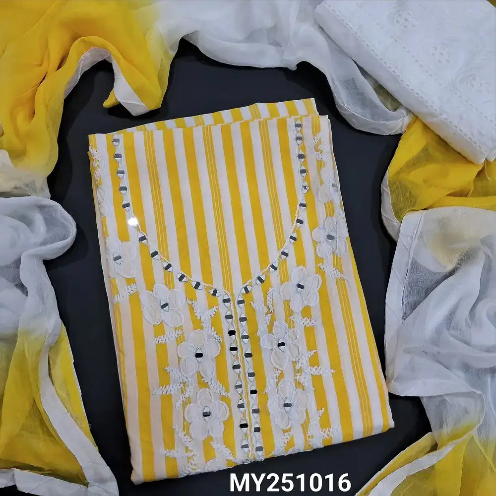 Yellow white striped cotton salwar material my251016-Neidhal