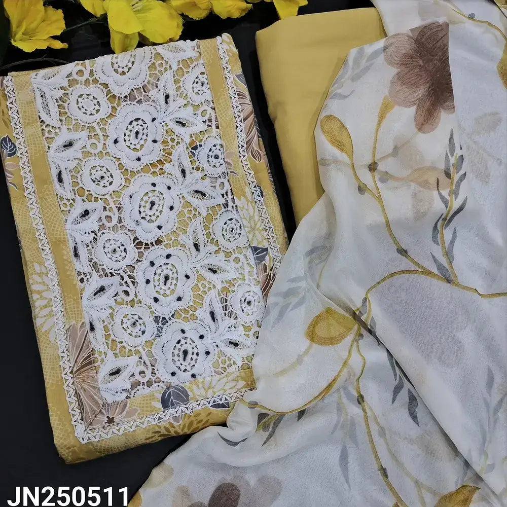 Yellowish beige printed soft cotton salwar material jn250511-Neidhal