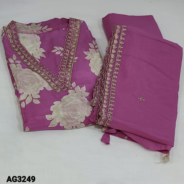 CODE MR241706 : Purple pure cotton unstitched salwar material