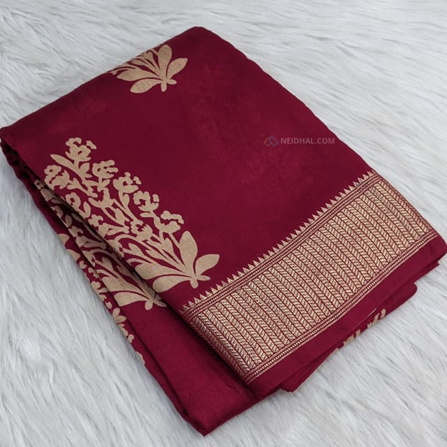 Silk Fabric Exquisite Assam Silk Saree Cream Color : Amazon.in: Clothing &  Accessories