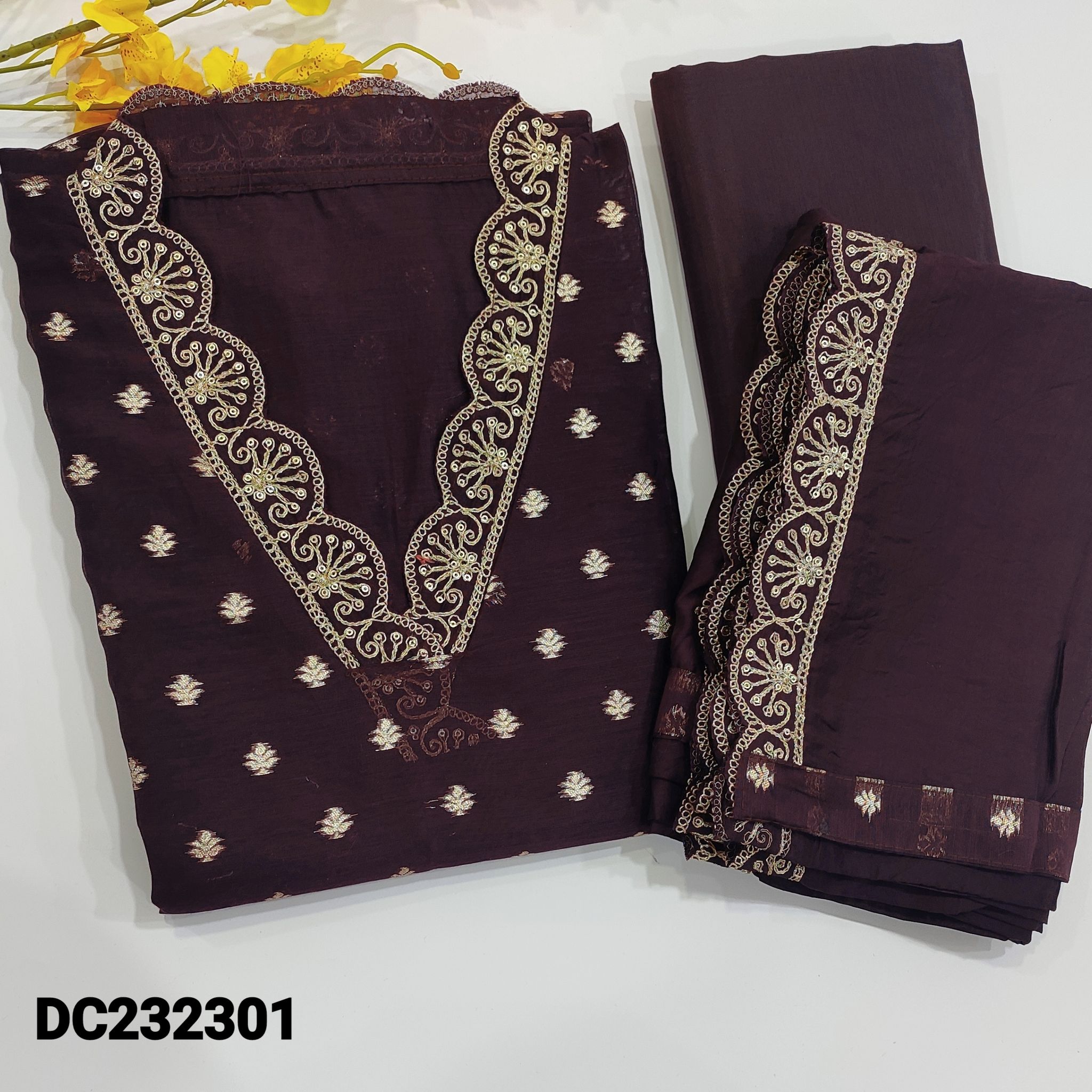 CODE MR241706 : Purple pure cotton unstitched salwar material