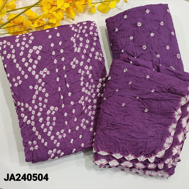 CODE MR241706 : Purple pure cotton unstitched salwar material