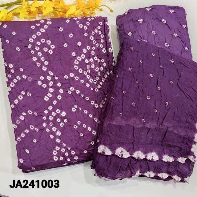 CODE MR241706 : Purple pure cotton unstitched salwar material