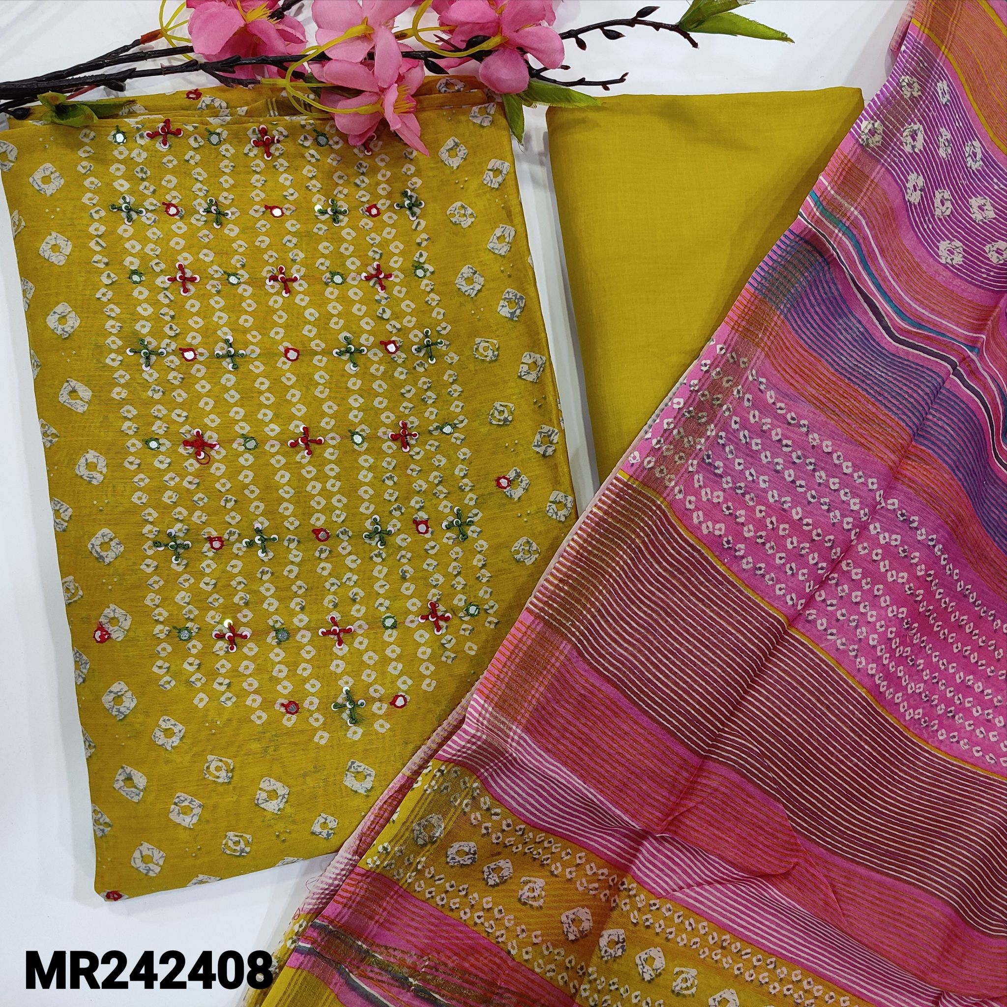 CODE MR241706 : Purple pure cotton unstitched salwar material