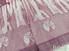 CODE WS1334 :Onion Pink fancy semi linen saree with shibori design all over,silver tissue borders,printed running blouse