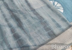 CODE WS1338 :Blue fancy semi linen saree with shibori design all over,silver tissue borders,printed running blouse