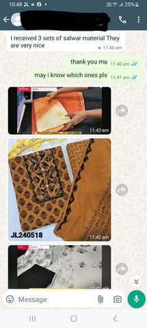 I received 3 sets of salwar material they are very nice- Reviewed on 15 JULY -2024